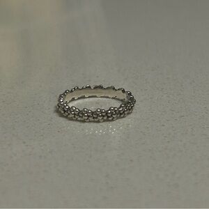 Dainty Pandora Beaded Daisy Sterling Silver Ring